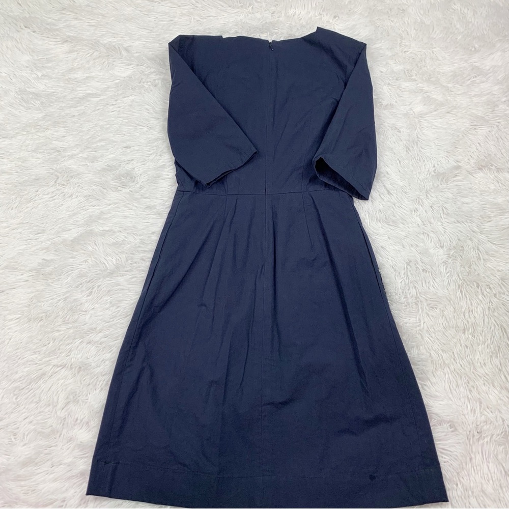 Trademark short sleeve square neck Colorblock dress pleated front navy blue - Picture 11 of 11